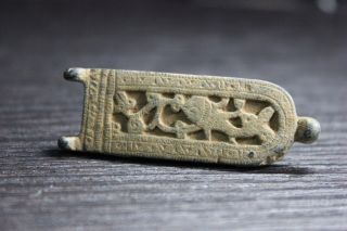 Decoration Ancient Roman Bronze Belt Buckle With Desert Patina photo