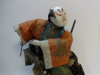 Japanese Gofun Takeda Samurai Kabuki Doll Late Edo.  Relist photo