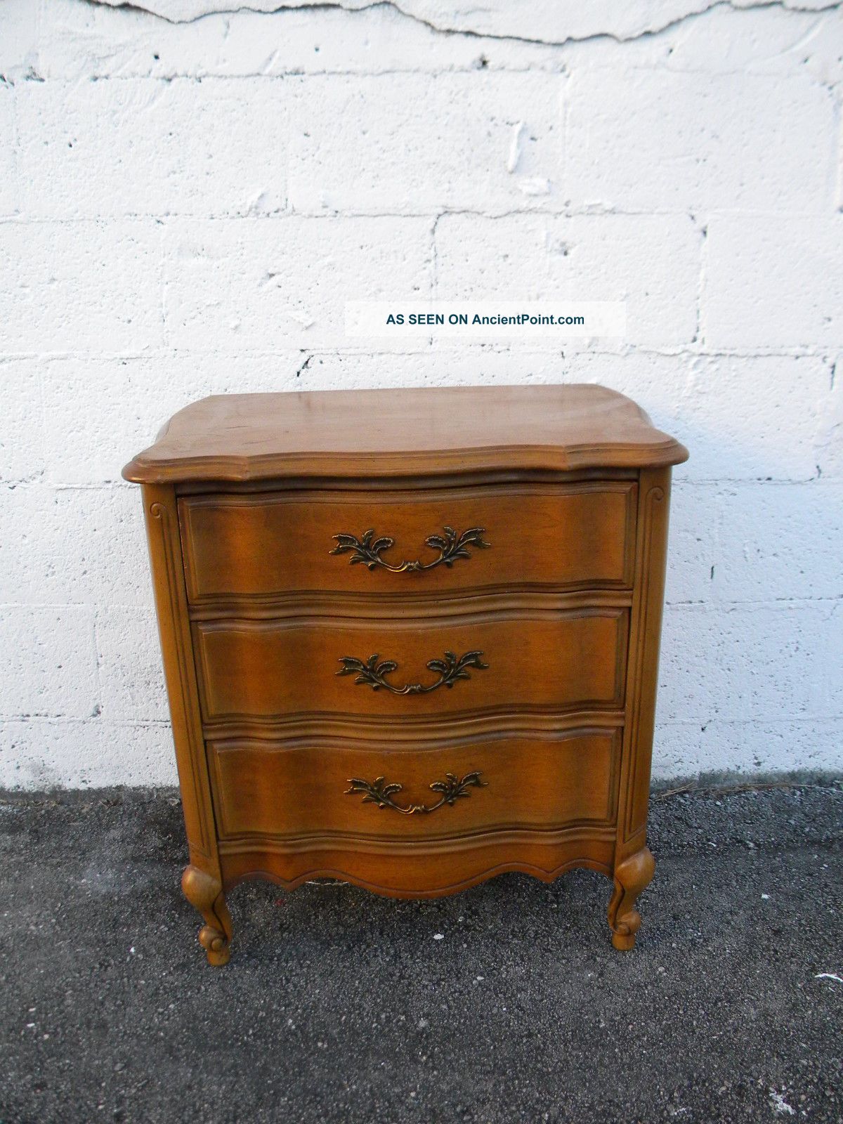 French Cherry Serpentine Nightstand / End Table 6475 Post-1950 photo