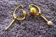Ancient Roman 22k Gold Earrings Shield Design & Dangle Rod 1 Bead 2nd Century Ad Roman photo 2