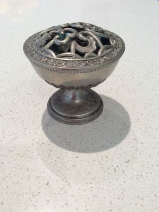 Stunning Antique Vintage Style Silver Plated Flower Potpourri Bowl Dish Pedestal photo