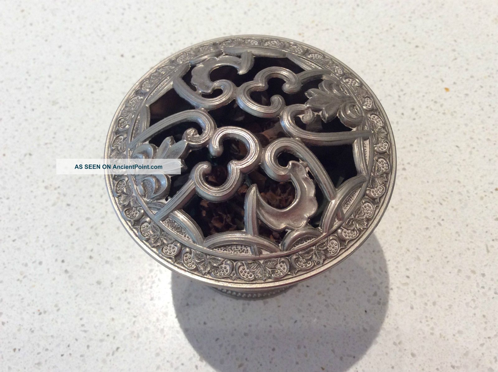 Stunning Antique Vintage Style Silver Plated Flower Potpourri Bowl Dish