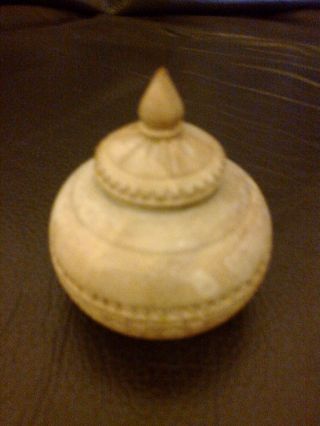 Antique Wooden Pot Pourri Jar Container With Lid Approx 6 Cms photo