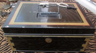 Vintage Metal Cash Box & Keys But Does Not Lock Steam Punk Western photo