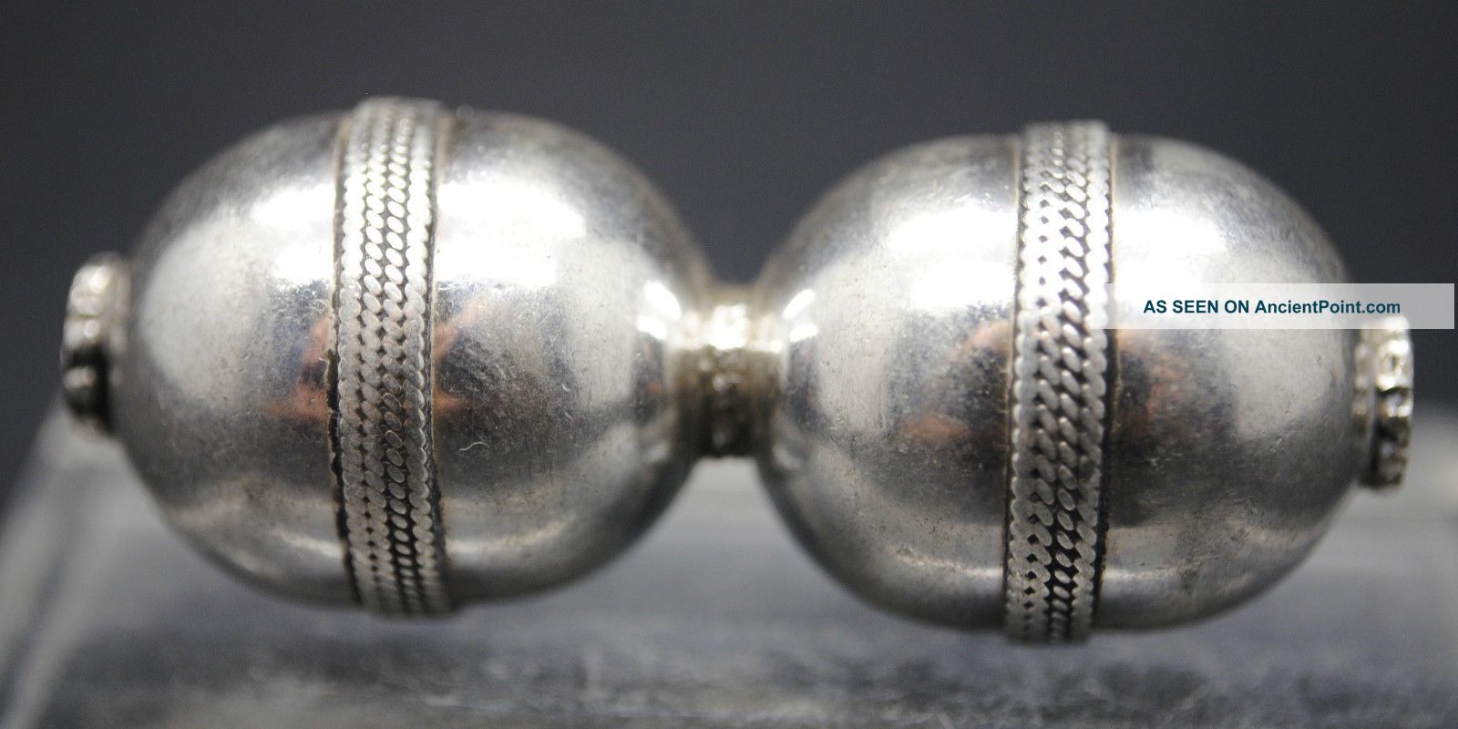 Lovely Post Medieval Islamic Double Silver Bead Near Eastern photo