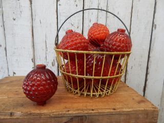 Vintage Style Red Glass Lightning Rod Ball Antique Style Primitive Barn Decor photo