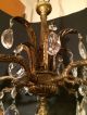 Cape May N.  J.  Antique Victorian 5 Lite Cast Brass & Crystal Chandelier,  C.  1920 ' S Chandeliers, Fixtures, Sconces photo 7