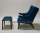 Danish Mcm Wegner Inspired Papa Bear Lounge Chair And Ottoman Eames : Turquoise Mid-Century Modernism photo 2