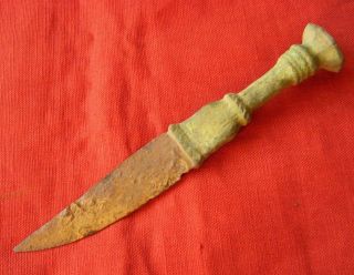 T82.  Roman Style Knife With Bronze Handle And Authentic Iron Blade. photo