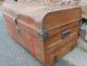 Large Vintage Metal Tin Trunk Chest Storage Box Wood Effect Brown Decorative 1800-1899 photo 5