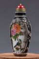 Exquisite Old Beijing Glazed Hand - Painting Carved Snuff Bottle Snuff Bottles photo 3