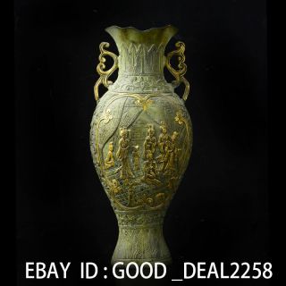 Chinese Bronze Hand - Carved Binaural Vase W Ming Generation Xuande Mark photo