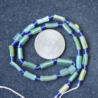 Ancient Roman Glass Beads 1 Medium Strand Aqua And Green 100 - 200 Bc 0342 photo