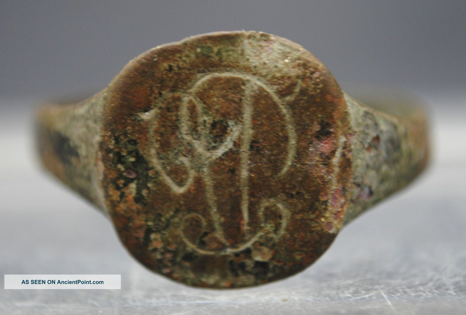 Jacobean Period Copper Alloy Finger Ring With Monogram Other Antiquities photo