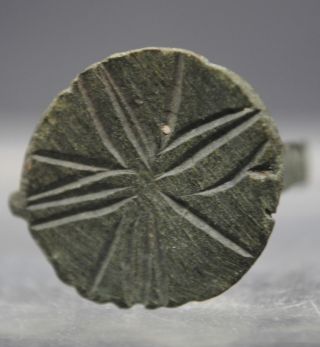 Medieval Bronze Finger Ring With Floral Design photo