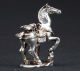 Old Handwork Miao Silver Carving Horse Wonderful Statue “马上赢” Horses photo 1