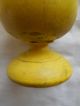 Antique Turned Primitive Wooden Cup With Yellow Paint Primitives photo 4