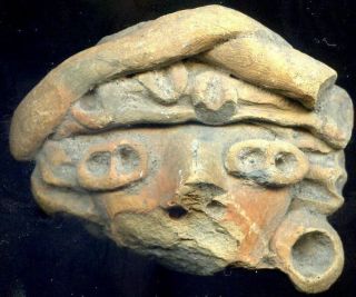 Pre - Columbian Michoacan Type Ii Clay Figure Head,  Ca; 500 - 100 Bc photo