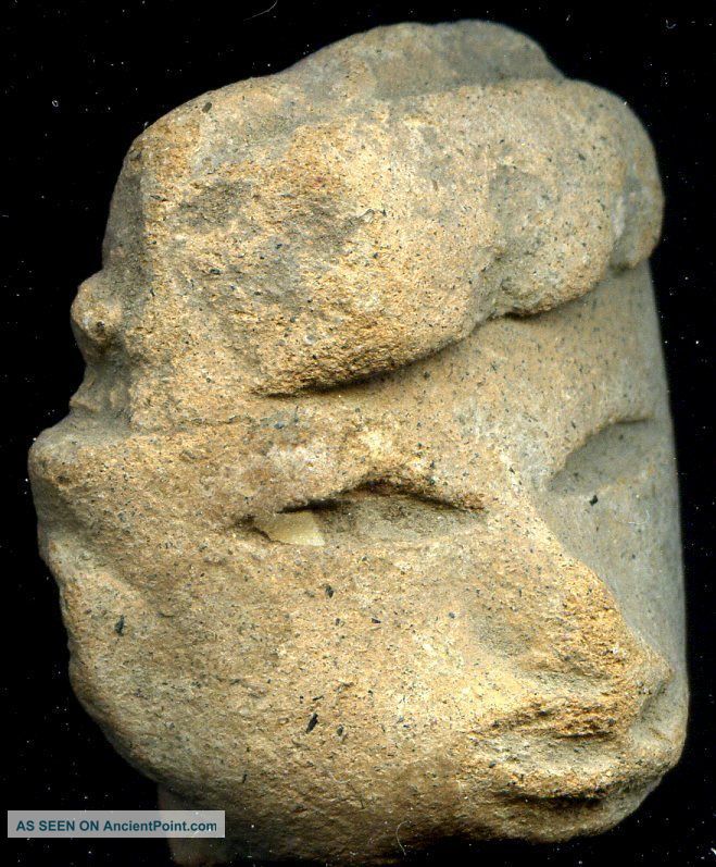 Pre - Columbian Aztec Mazapan Clay Figure Head,  Ca; 700 - 1200 Ad The Americas photo