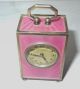 Sub - Miniature Antique Pink Guilloche Enamel Sterling Silver Clock Clocks photo 2