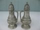 Antique Pewter Salt & Pepper Shakers With Handles Metalware photo 2