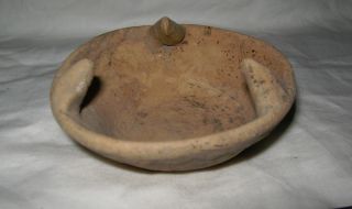 Pre - Columbian Teoti Terracotta Bowl - Tripod Lip Design? Hanging Seed Pot? T4 photo