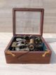 Antique Brass Nautical Sextant With Wooden Box. Compasses photo 10
