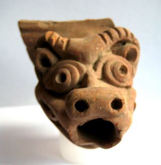 Circa.  500 B.  C Large Maya Civilization Clay Statue Idol Section - Head Of Beast photo