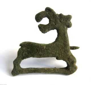 C.  100 A.  D British Found Roman Period Bronze Zoomorphic - Elk Type Fibula Brooch photo
