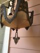 Art Deco Iron Slip Shade Chandelier Amber Glass Dome Bottom Need Side Shades Chandeliers, Fixtures, Sconces photo 9