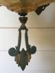 Art Deco Iron Slip Shade Chandelier Amber Glass Dome Bottom Need Side Shades Chandeliers, Fixtures, Sconces photo 2