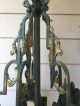 Art Deco Iron Slip Shade Chandelier Amber Glass Dome Bottom Need Side Shades Chandeliers, Fixtures, Sconces photo 4