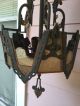 Art Deco Iron Slip Shade Chandelier Amber Glass Dome Bottom Need Side Shades Chandeliers, Fixtures, Sconces photo 6