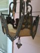 Art Deco Iron Slip Shade Chandelier Amber Glass Dome Bottom Need Side Shades Chandeliers, Fixtures, Sconces photo 7