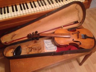 Antonius Stradivarius Copy 4/4 Violin Made In Germany With Wooden Gsb Case photo