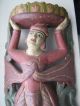 Antique Carved Wood Burma Temple Figure Curved Design Fine Sculptures & Statues photo 1