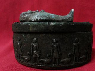 Ancient Egyptian Green Coffin Of Ushabti photo