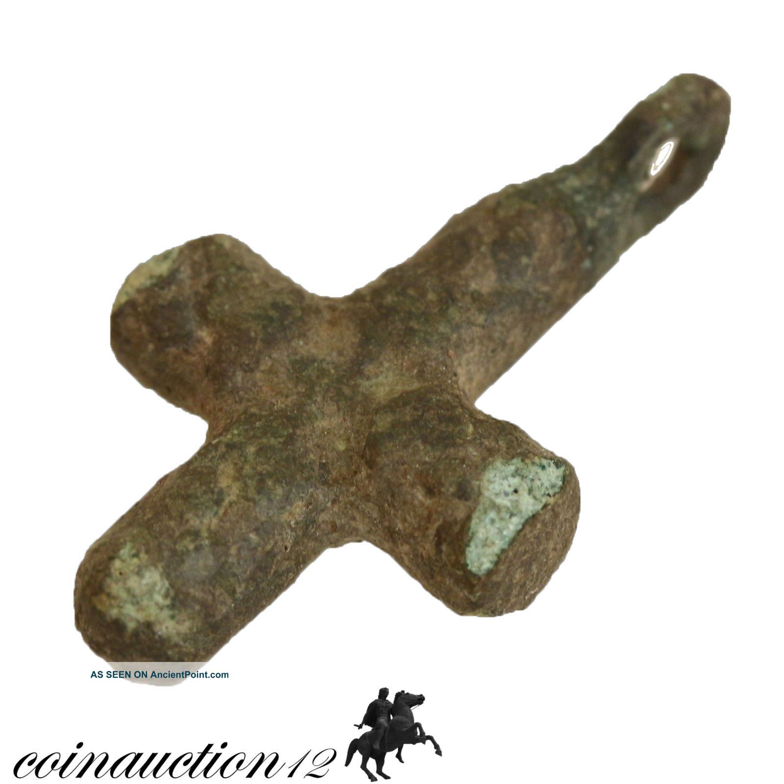 Intact Cyprus Found Bronze Christian Cross Pendant 300 - 400 Ad Roman photo
