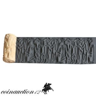 Gandhara Hard Stone Bead Cylinder Seal 5th - 3rd Century Bc photo