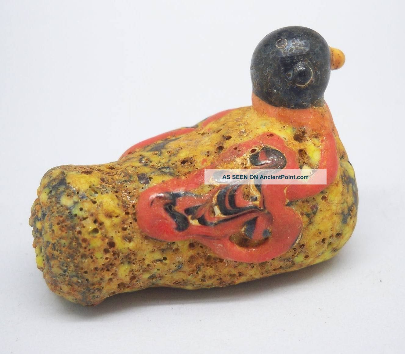 Rare Vintage Mosaic Glass Bead Handmade Bird Decorated Bead Jy127 Middle East photo