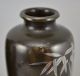 Signed Antique Japanese Mixed Metal Vases W/gold,  Silver & Copper Inlay Vases photo 9