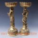 A Chinese Brass Candle Stick Dragon & Phoenix W Ming Dynasty Mark Other Antique Chinese Statues photo 1