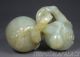 Old Chinese Celadon Nephrite Jade Statue/netsuke/pendant Double Peaches Connect Necklaces & Pendants photo 1