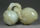 Old Chinese Celadon Nephrite Jade Statue/netsuke/pendant Double Peaches Connect Necklaces & Pendants photo 2