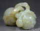 Old Chinese Celadon Nephrite Jade Statue/netsuke/pendant Double Peaches Connect Necklaces & Pendants photo 4