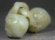 Old Chinese Celadon Nephrite Jade Statue/netsuke/pendant Double Peaches Connect Necklaces & Pendants photo 5