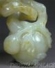 Old Chinese Celadon Nephrite Jade Statue/netsuke/pendant Double Peaches Connect Necklaces & Pendants photo 7