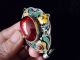 Ancient Chinese Cloisonne Pendants Red Beads Miao Silver Edge Necklaces & Pendants photo 3