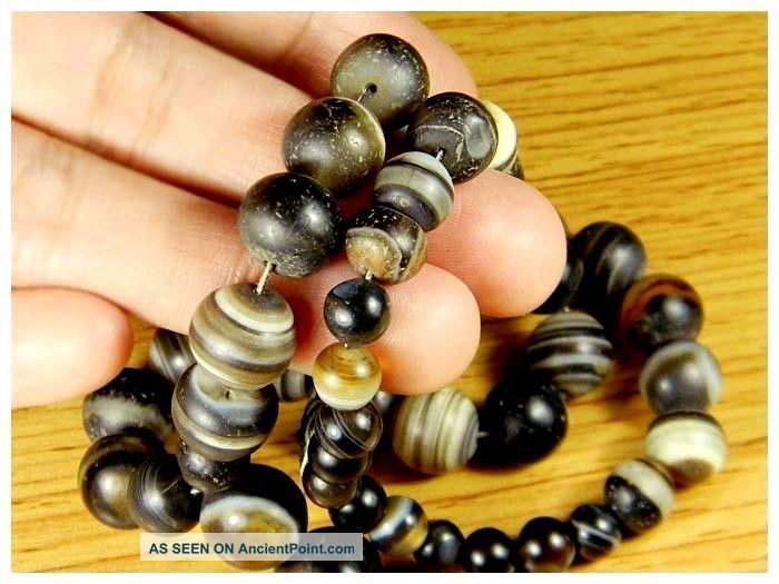 Attractive Worn Patina Antique Eye Agate Bead Necklaces & Pendants photo