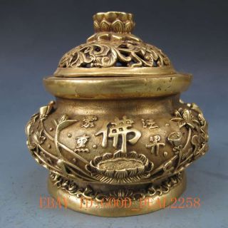 Chinese Brass Hand - Carved Lotus & Goldfish Incense Burner W Ming Dynasty Xuande photo